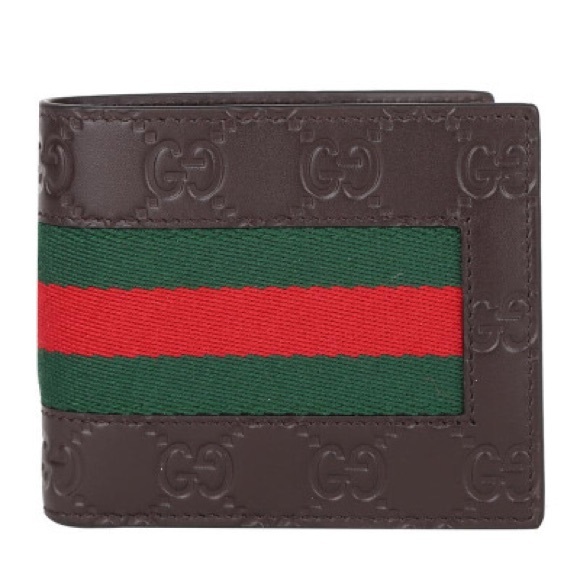 Gucci Web Brown GG Signature Bi fold Web wallet 408827 w/Box - Picture 5 of 9